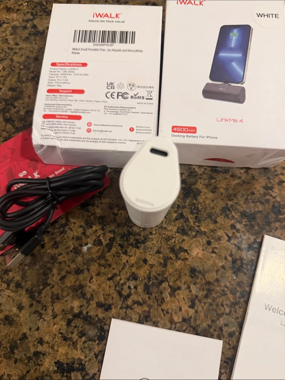 iWALK LinkPod 4 Docking Battery for iphone 4500mAh Color WHITE Portable